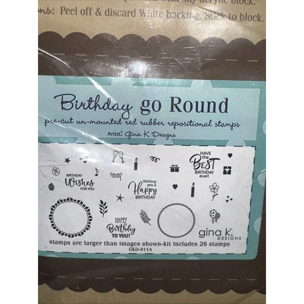 Unity Stamp Co Birthday go Round Sentiments Kit Rubber by Gina K Designs mandala